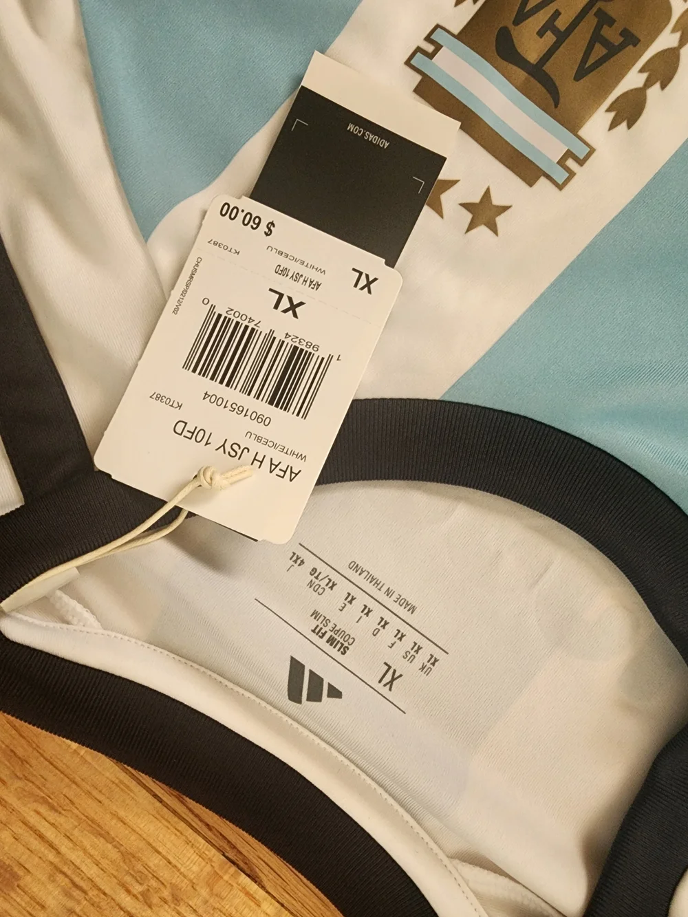 Adidas Argentina #10 Soccer Jersey - White & Light Blue Stripes